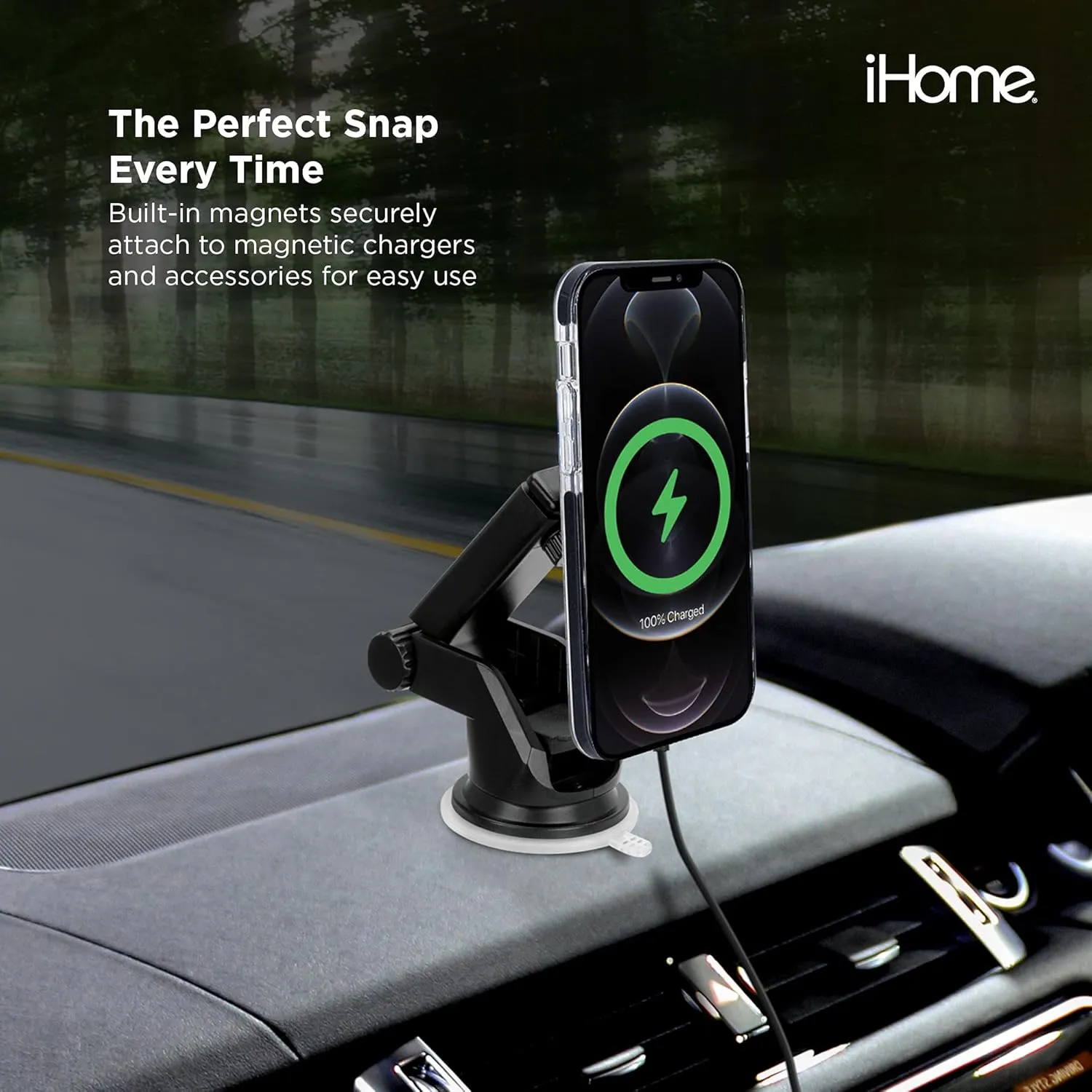 iHome Magnetic Silicone Velo Case: Premium Silicone, Lightweight, Ultra Slim, Shock Absorbent Velo Protective Case, MagSafe Compatible (iPhone 12/12 Pro, Black)
