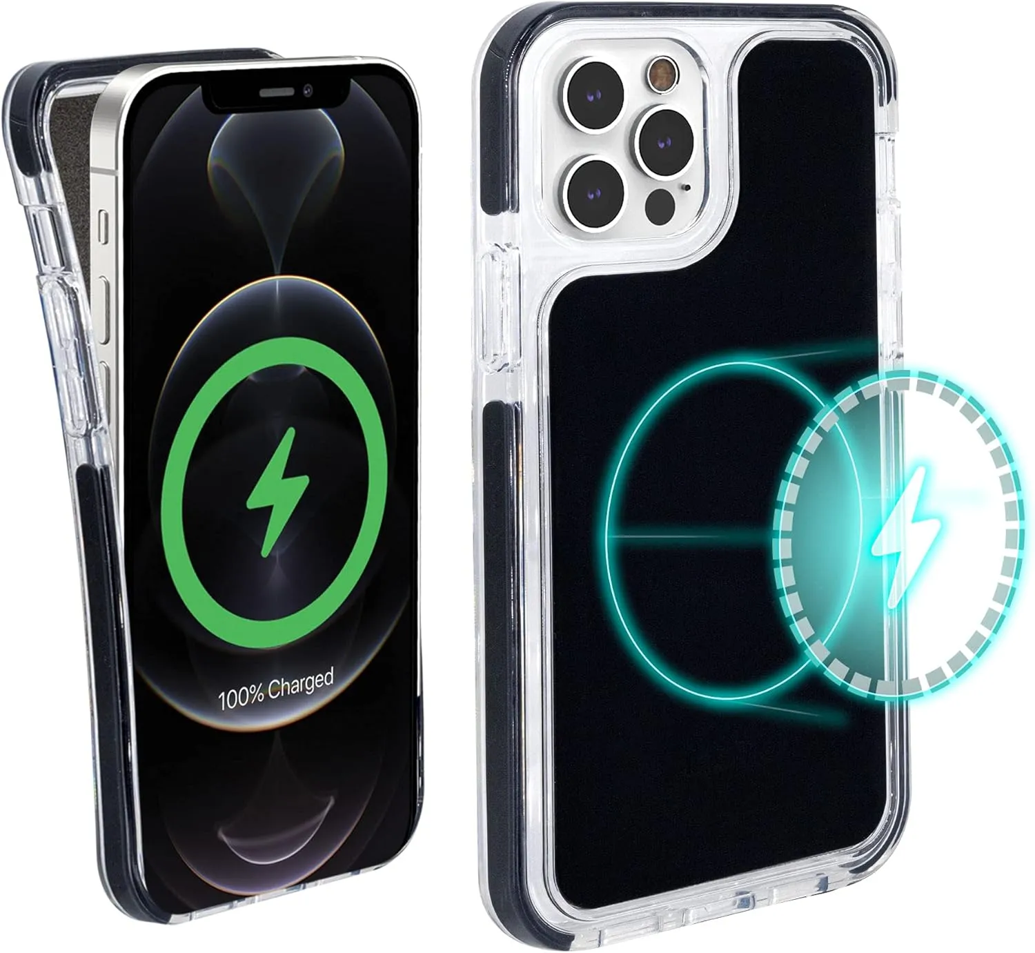 iHome Magnetic Silicone Velo Case: Premium Silicone, Lightweight, Ultra Slim, Shock Absorbent Velo Protective Case, MagSafe Compatible (iPhone 12/12 Pro, Black)