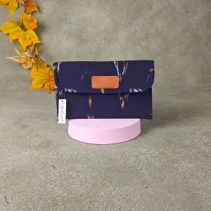 Ikat Clutch Blue with White and Orange Argyle Prints.