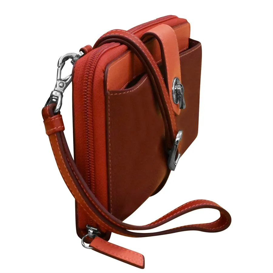 ILI 6345 AUTUMN MULTI PHONE WALLET CROSSBODY INTERNATIONAL LEATHER INDUSTRIES