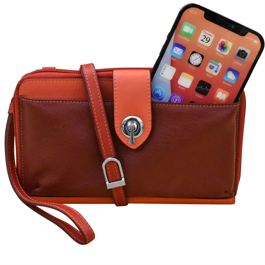 ILI 6345 AUTUMN MULTI PHONE WALLET CROSSBODY INTERNATIONAL LEATHER INDUSTRIES