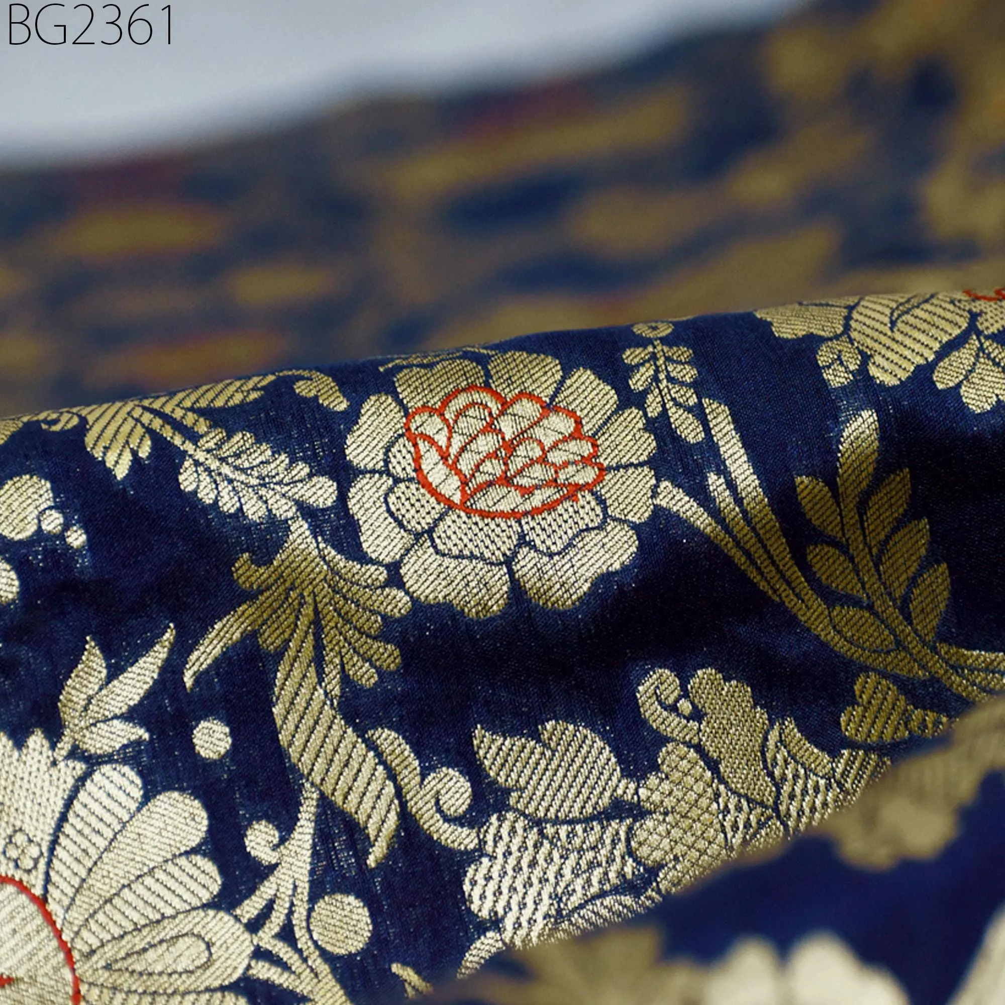 Indian Blue Brocade by the Yard Pure Katan Banarasi Wedding Dress Costume Material Sewing Lehenga Skirt Men Vest Jacket Curtains Upholstery
