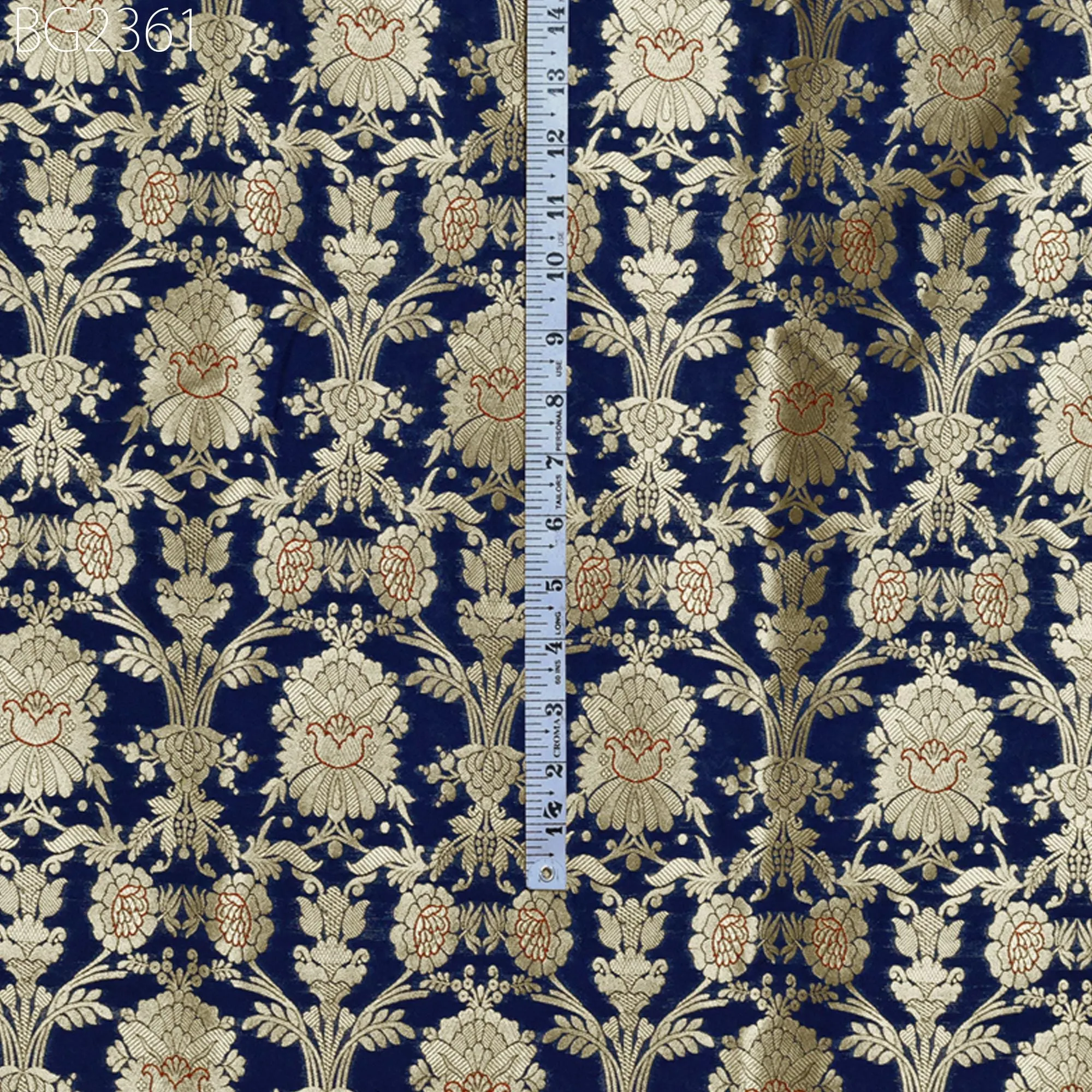 Indian Blue Brocade by the Yard Pure Katan Banarasi Wedding Dress Costume Material Sewing Lehenga Skirt Men Vest Jacket Curtains Upholstery