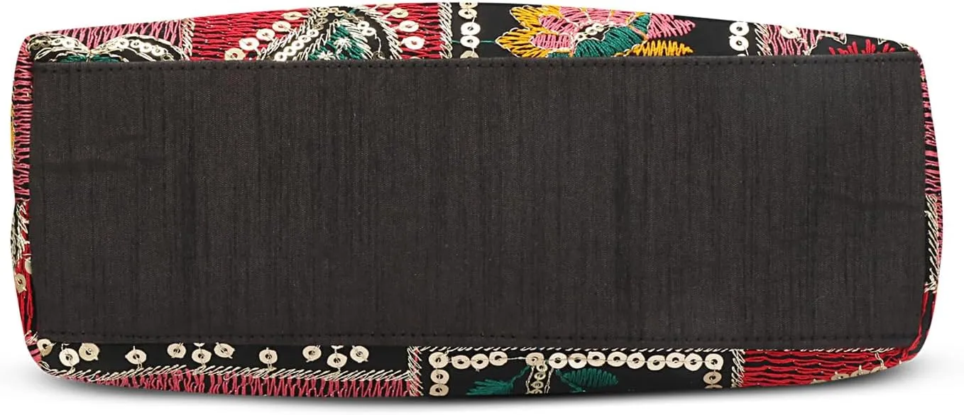 Indian Ethnic Designer Embroidered Silk Potli Bag Batwa Pearls Handle Purse For Women and Gifting Purpose