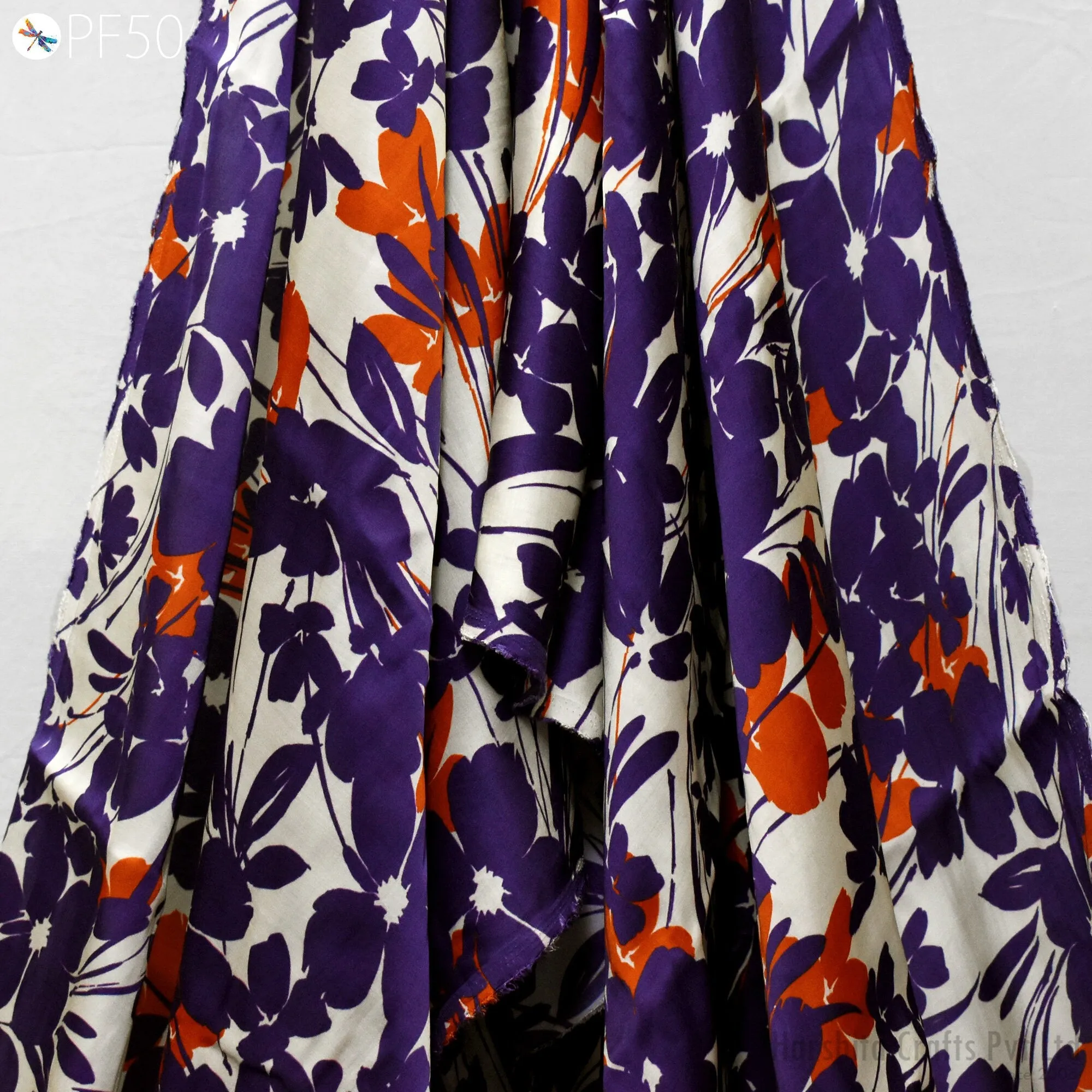 Indian Modal Fabric by the Yard Flowy Soft Printed Summer Dresses Fabric Shirt Comfortable Clothing Wedding Costumes Drapery Sewing Crafting