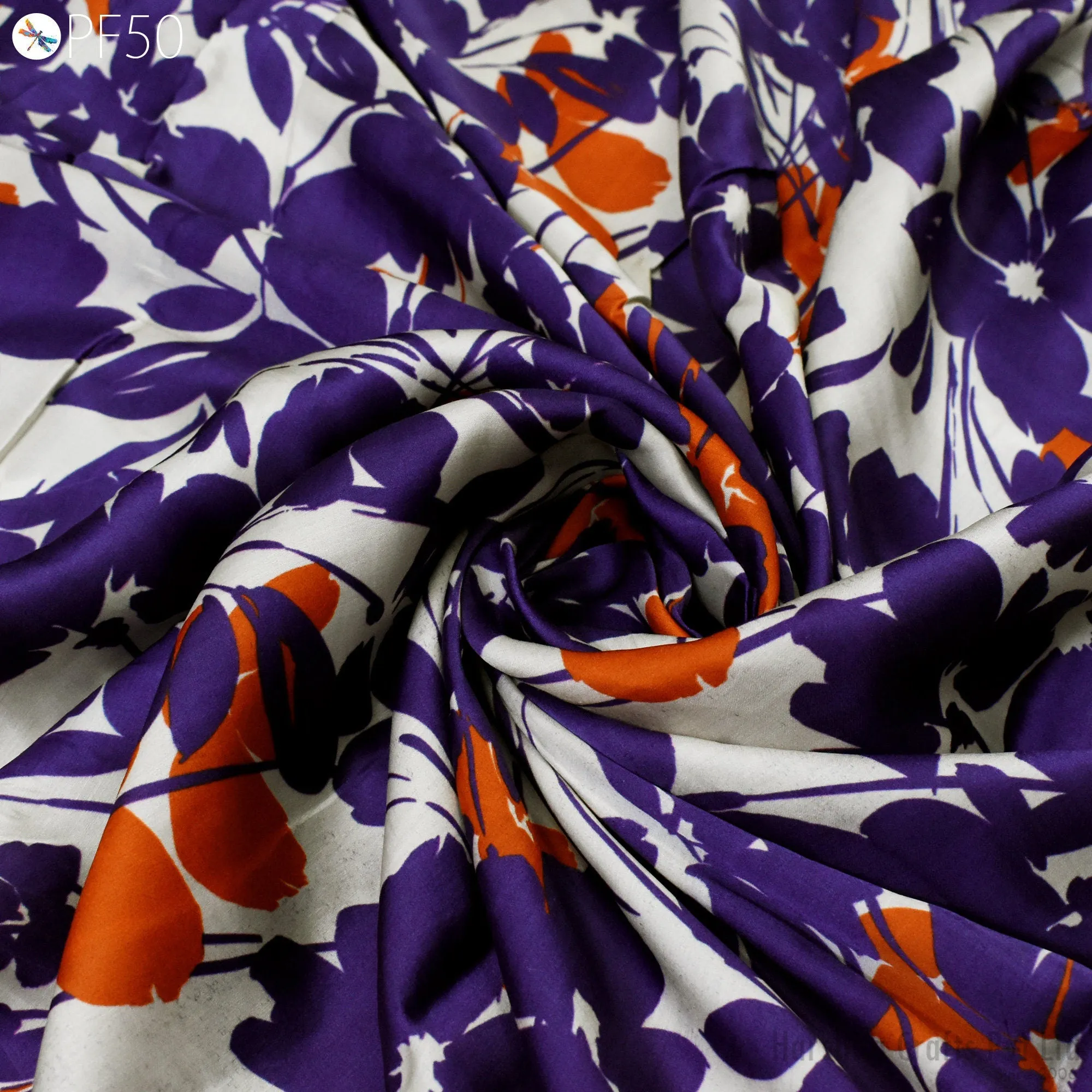 Indian Modal Fabric by the Yard Flowy Soft Printed Summer Dresses Fabric Shirt Comfortable Clothing Wedding Costumes Drapery Sewing Crafting
