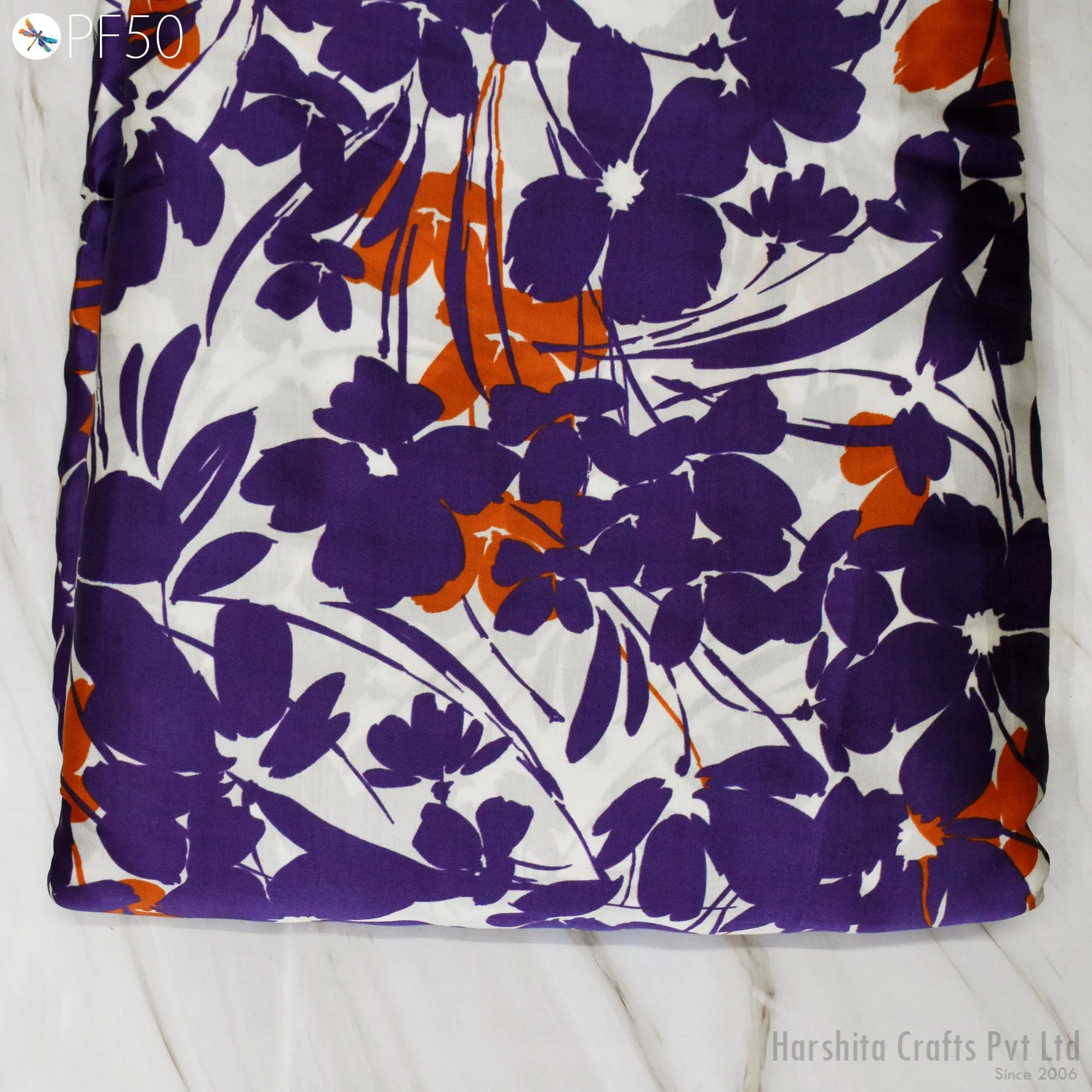 Indian Modal Fabric by the Yard Flowy Soft Printed Summer Dresses Fabric Shirt Comfortable Clothing Wedding Costumes Drapery Sewing Crafting