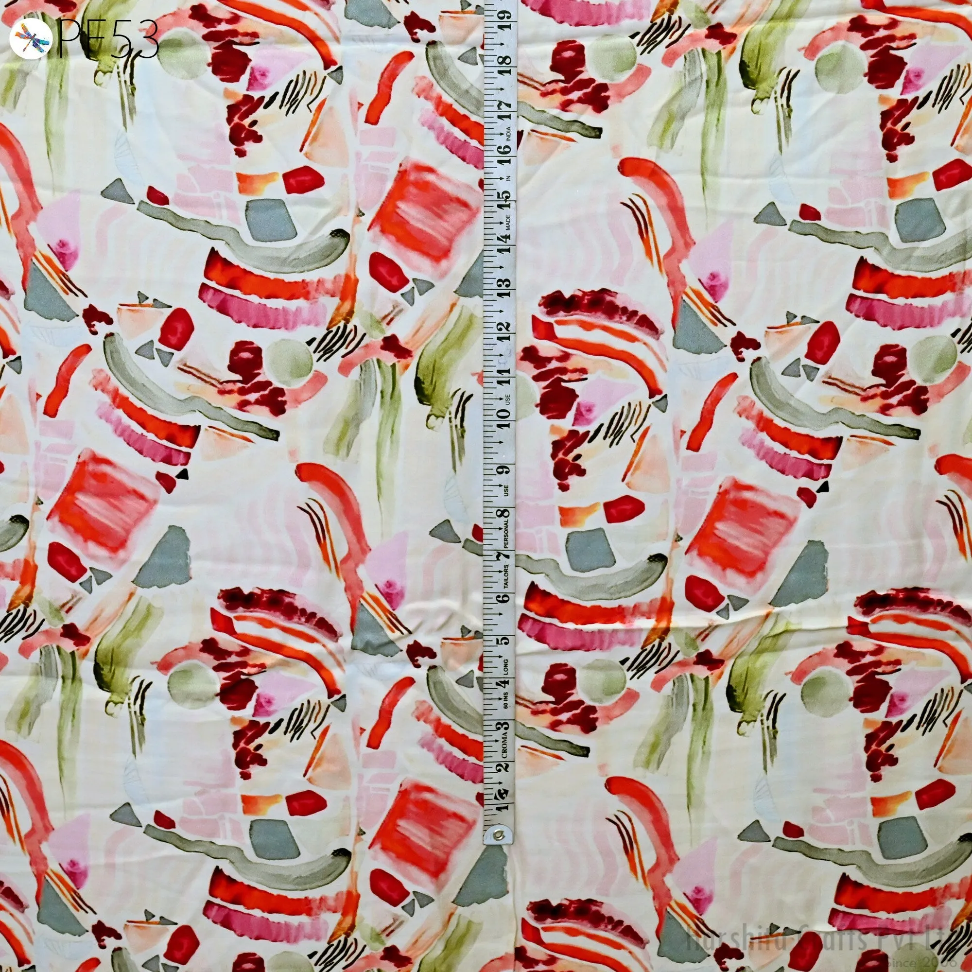 Indian Modal Satin Fabric by the Yard Flowy Soft Printed Summer Dresses Fabric Shirt Comfortable Clothing Costumes Drapery Sewing Crafting