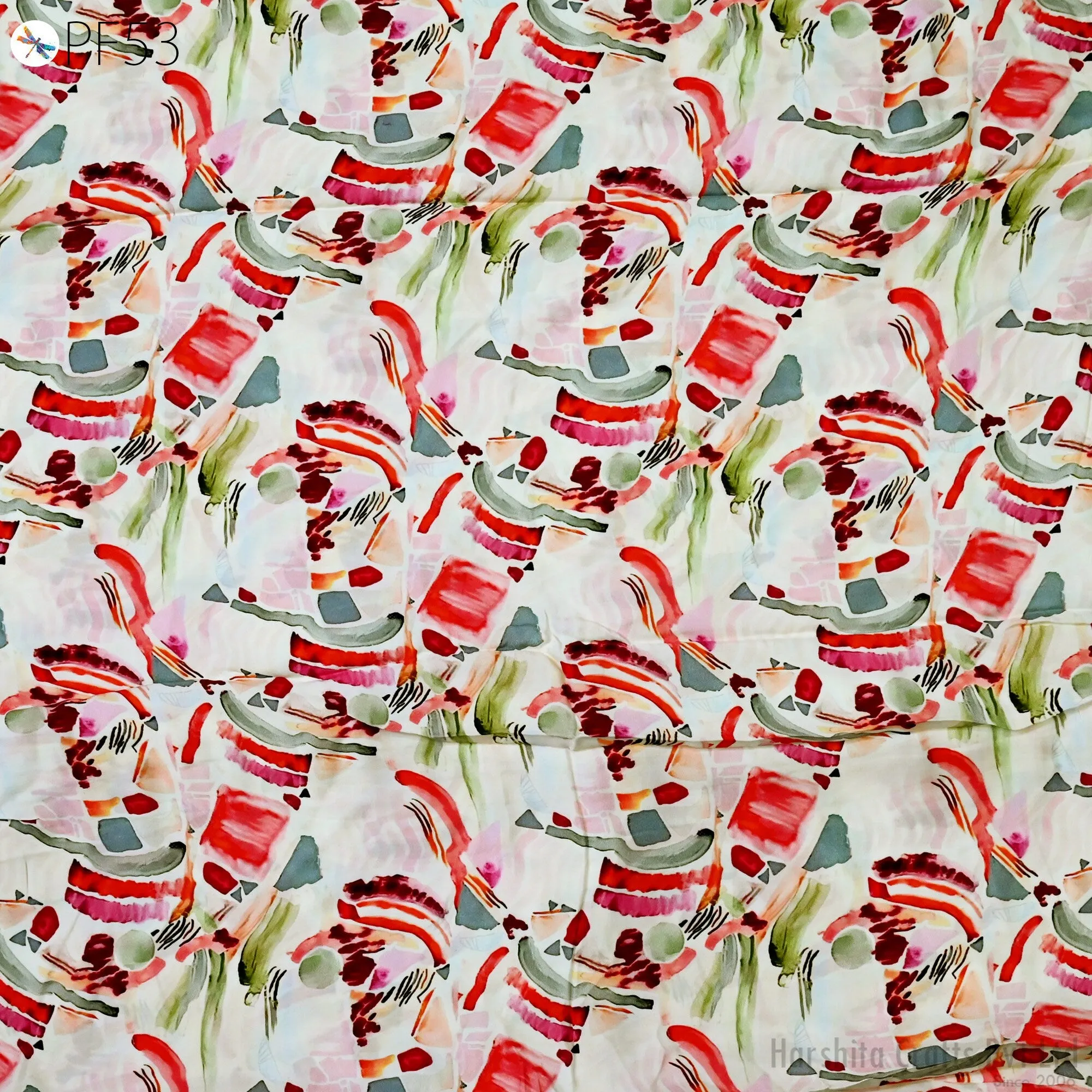 Indian Modal Satin Fabric by the Yard Flowy Soft Printed Summer Dresses Fabric Shirt Comfortable Clothing Costumes Drapery Sewing Crafting