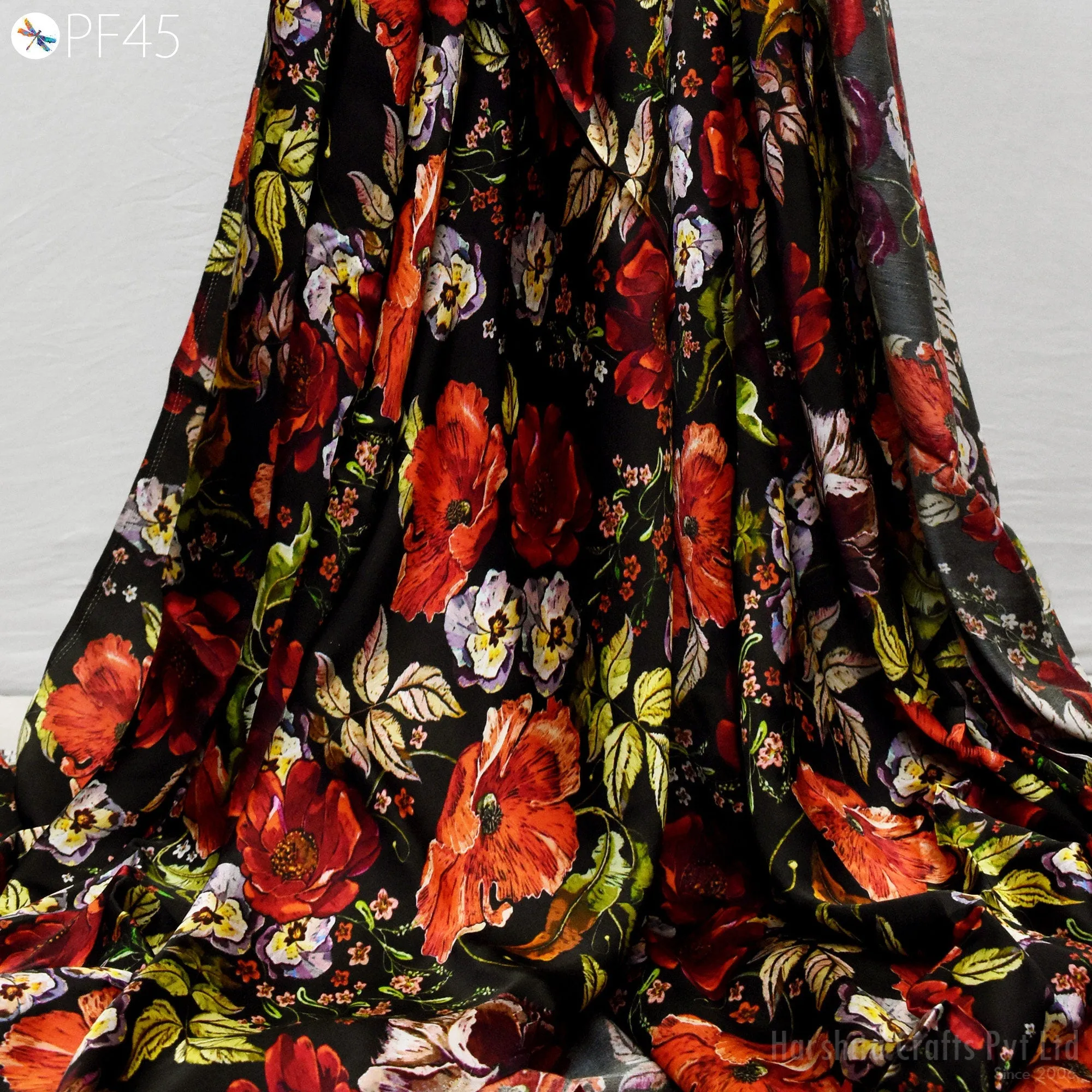 Indian Printed Fabric by the Yard Flowy Soft Modal Summer Dresses Fabric Shirt Comfortable Clothing Wedding Costumes Drapery Sewing Crafting