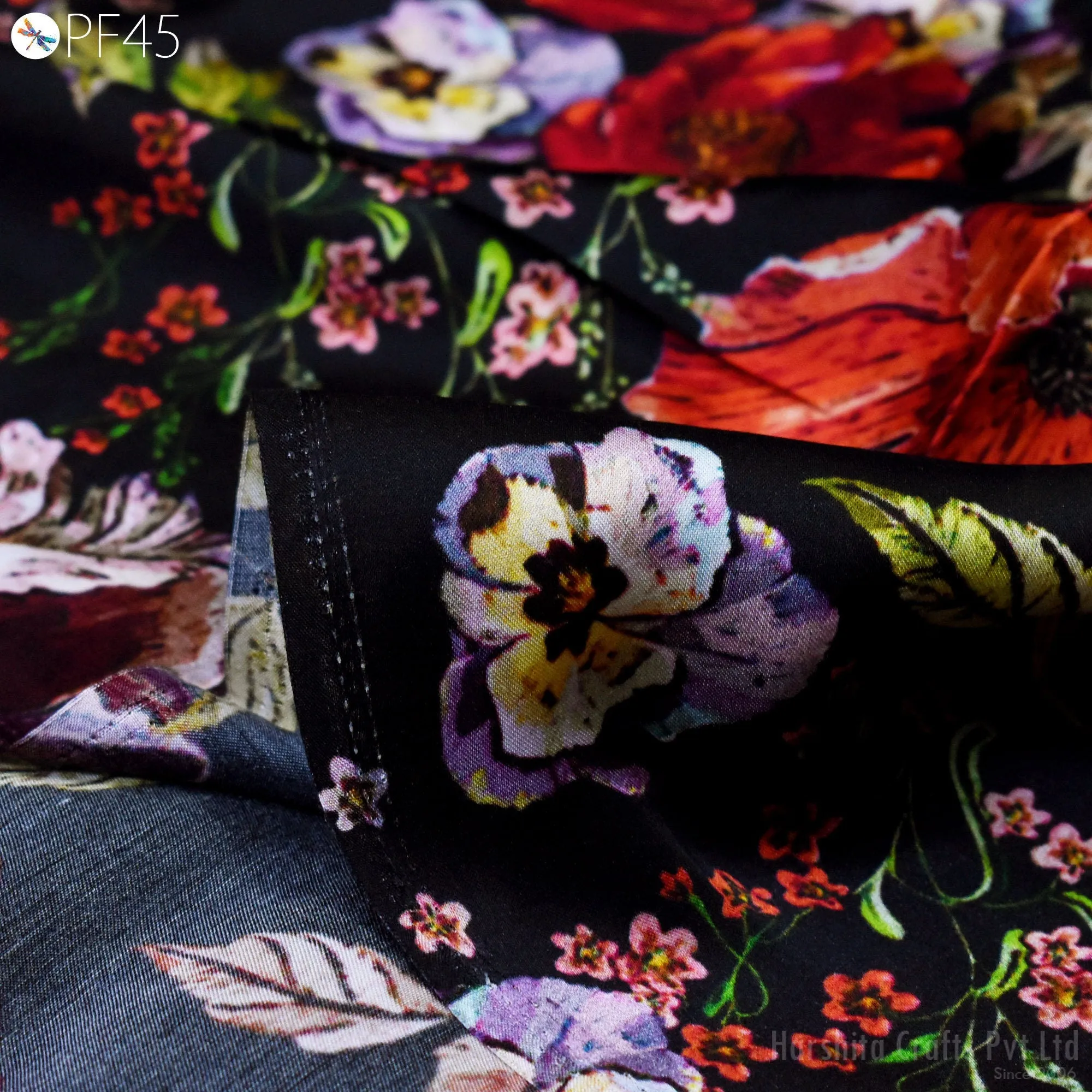 Indian Printed Fabric by the Yard Flowy Soft Modal Summer Dresses Fabric Shirt Comfortable Clothing Wedding Costumes Drapery Sewing Crafting