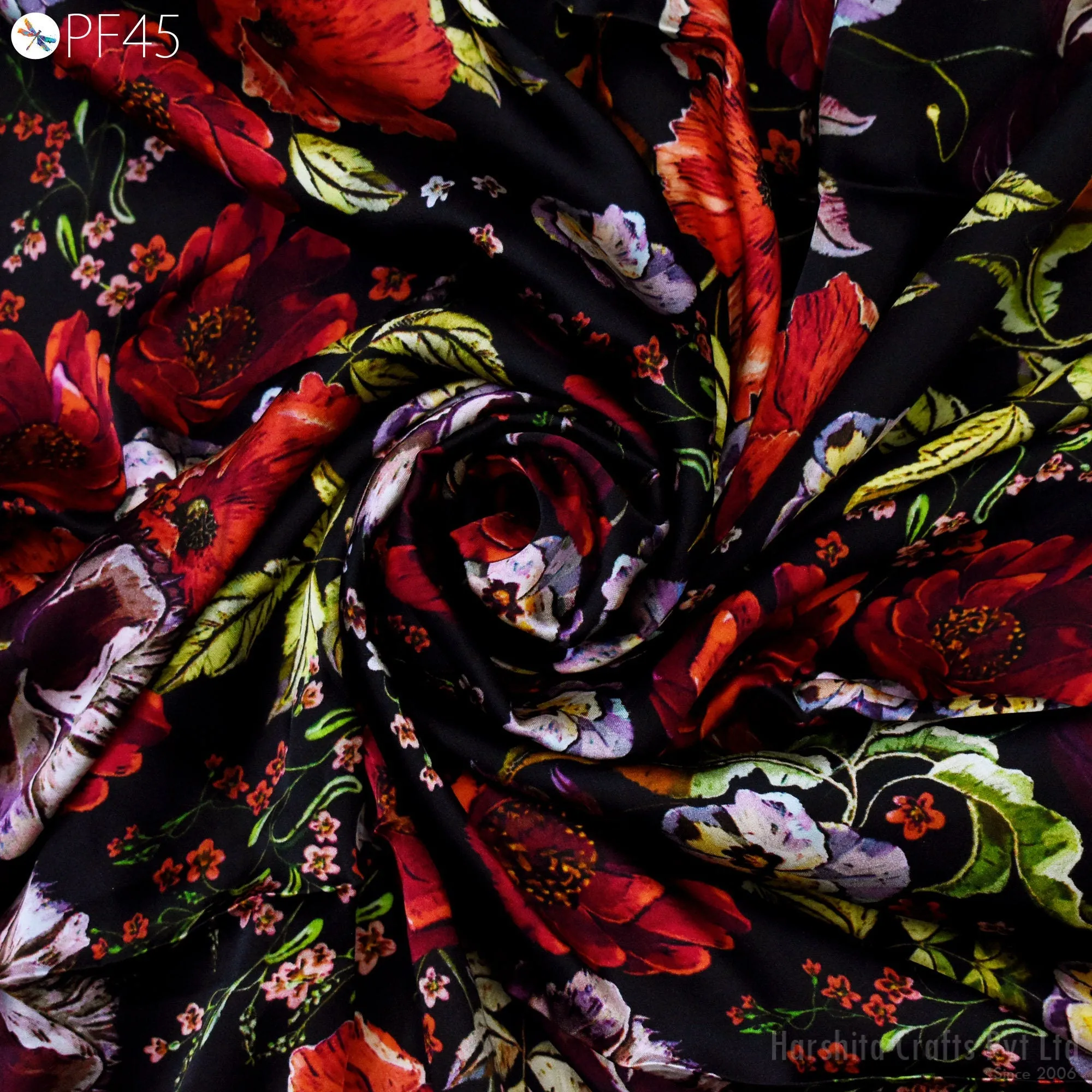 Indian Printed Fabric by the Yard Flowy Soft Modal Summer Dresses Fabric Shirt Comfortable Clothing Wedding Costumes Drapery Sewing Crafting