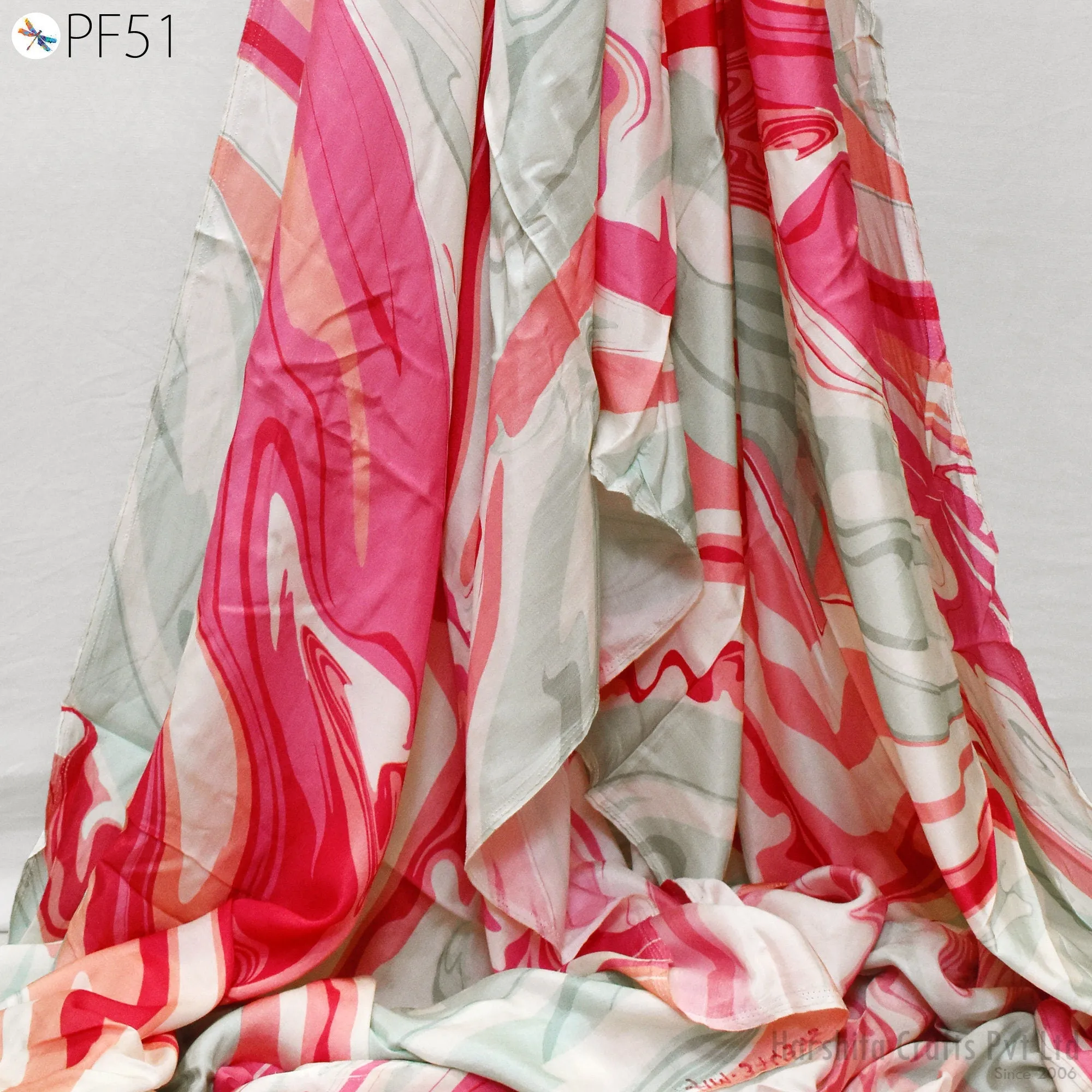 Indian Printed Fabric by the Yard Flowy Soft Modal Summer Dresses Fabric Shirt Comfortable Clothing Wedding Costumes Drapery Sewing Crafting