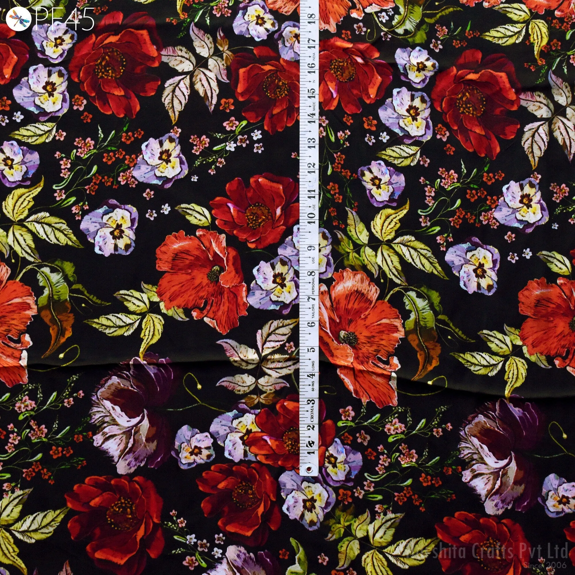 Indian Printed Fabric by the Yard Flowy Soft Modal Summer Dresses Fabric Shirt Comfortable Clothing Wedding Costumes Drapery Sewing Crafting
