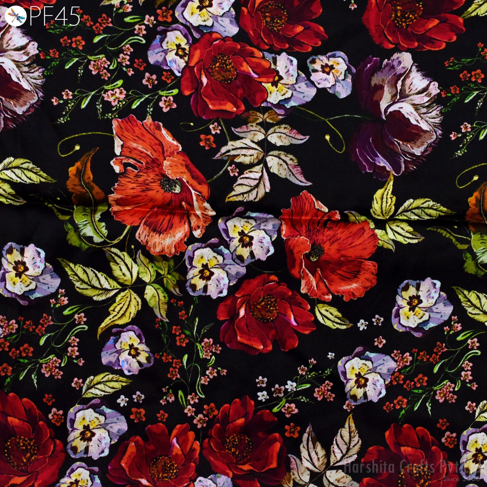 Indian Printed Fabric by the Yard Flowy Soft Modal Summer Dresses Fabric Shirt Comfortable Clothing Wedding Costumes Drapery Sewing Crafting