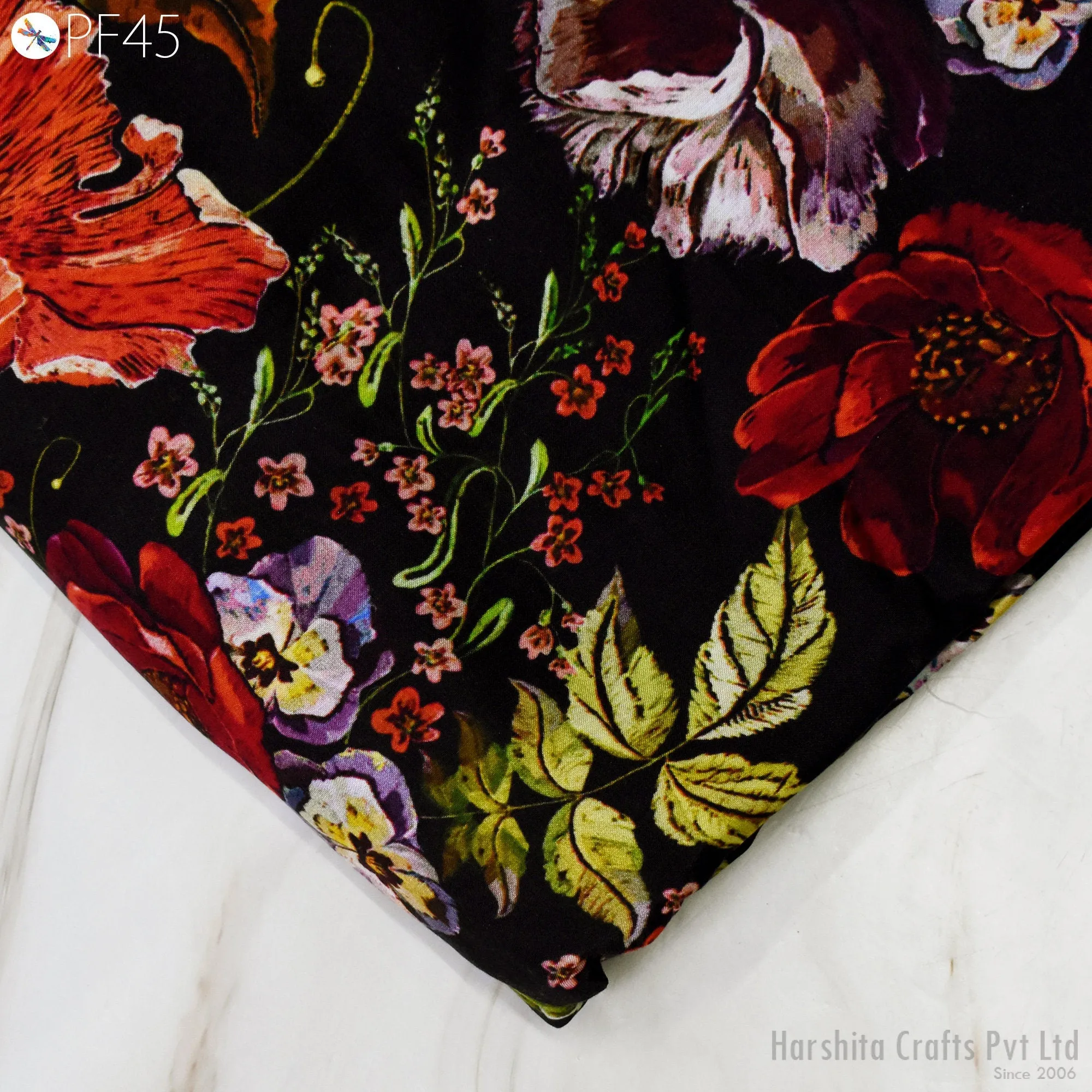 Indian Printed Fabric by the Yard Flowy Soft Modal Summer Dresses Fabric Shirt Comfortable Clothing Wedding Costumes Drapery Sewing Crafting