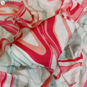 Indian Printed Fabric by the Yard Flowy Soft Modal Summer Dresses Fabric Shirt Comfortable Clothing Wedding Costumes Drapery Sewing Crafting