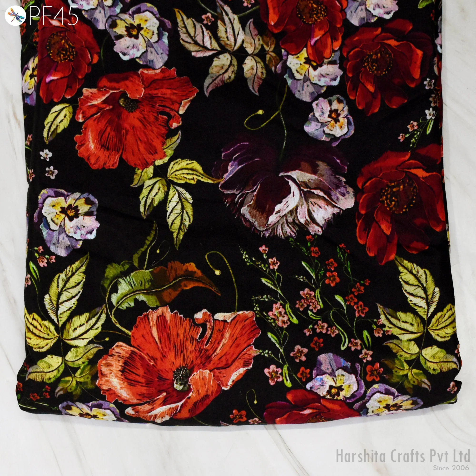 Indian Printed Fabric by the Yard Flowy Soft Modal Summer Dresses Fabric Shirt Comfortable Clothing Wedding Costumes Drapery Sewing Crafting