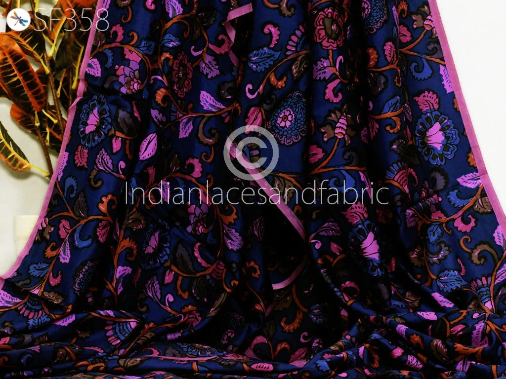 Indian Soft Pure Habotai Silk Fabric by the yard Silk Printed Wedding Dresses Bridesmaid Party Costumes Crafting Sewing Saree Dupatta Scarf