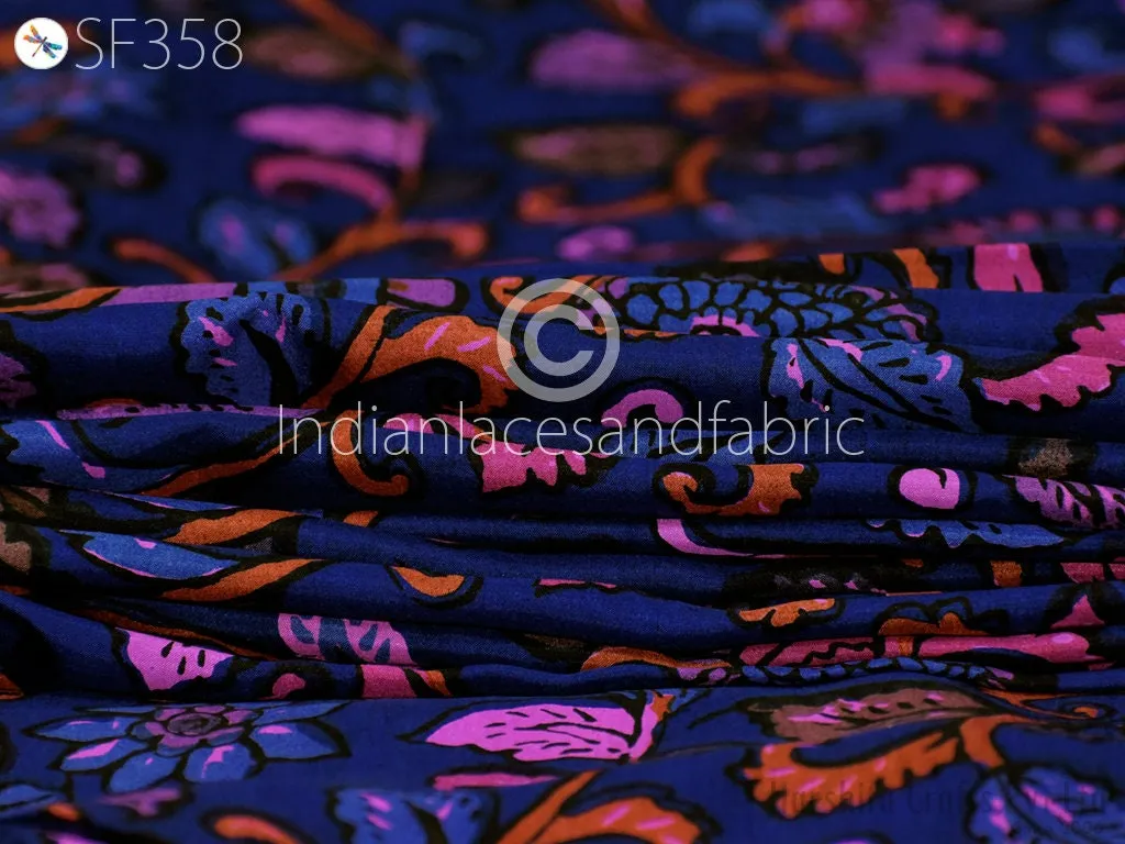 Indian Soft Pure Habotai Silk Fabric by the yard Silk Printed Wedding Dresses Bridesmaid Party Costumes Crafting Sewing Saree Dupatta Scarf