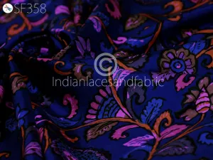 Indian Soft Pure Habotai Silk Fabric by the yard Silk Printed Wedding Dresses Bridesmaid Party Costumes Crafting Sewing Saree Dupatta Scarf