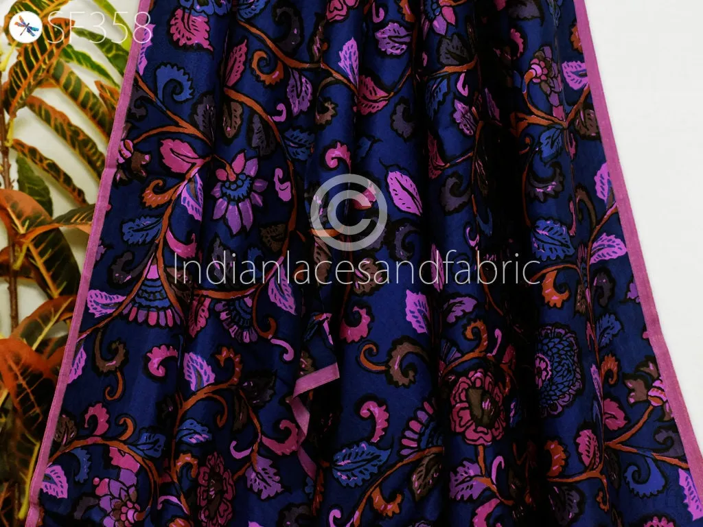 Indian Soft Pure Habotai Silk Fabric by the yard Silk Printed Wedding Dresses Bridesmaid Party Costumes Crafting Sewing Saree Dupatta Scarf