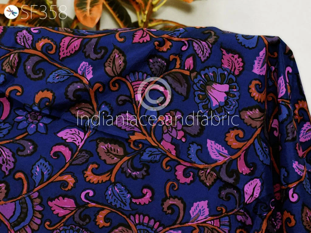 Indian Soft Pure Habotai Silk Fabric by the yard Silk Printed Wedding Dresses Bridesmaid Party Costumes Crafting Sewing Saree Dupatta Scarf