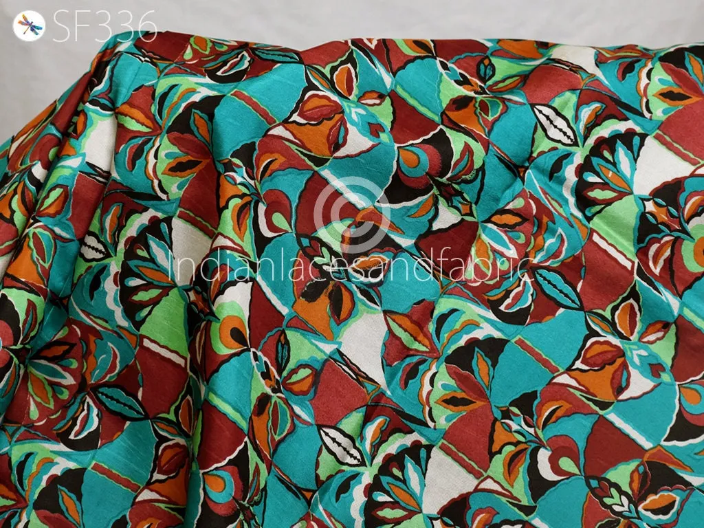 Indian Soft Pure Printed Silk Fabric by the yard Habotai Silk Wedding Dresses Bridesmaid Party Costumes Crafting Sewing Saree Dupatta Scarf