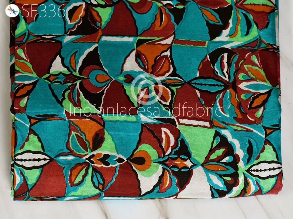 Indian Soft Pure Printed Silk Fabric by the yard Habotai Silk Wedding Dresses Bridesmaid Party Costumes Crafting Sewing Saree Dupatta Scarf