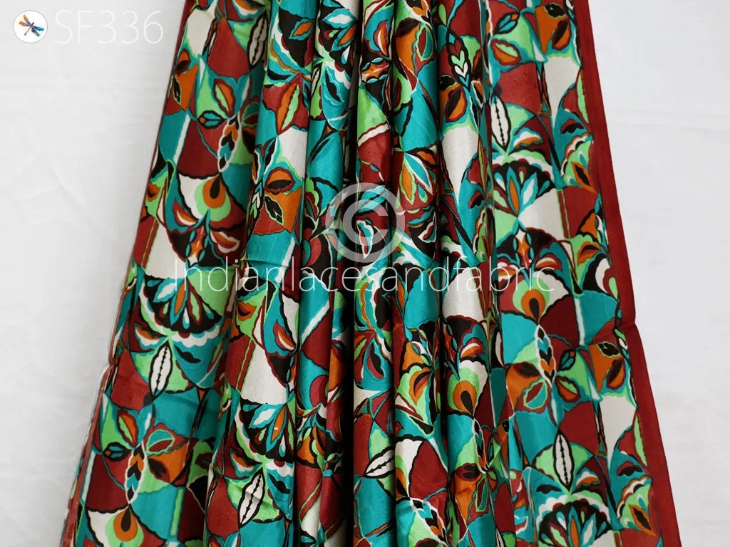Indian Soft Pure Printed Silk Fabric by the yard Habotai Silk Wedding Dresses Bridesmaid Party Costumes Crafting Sewing Saree Dupatta Scarf