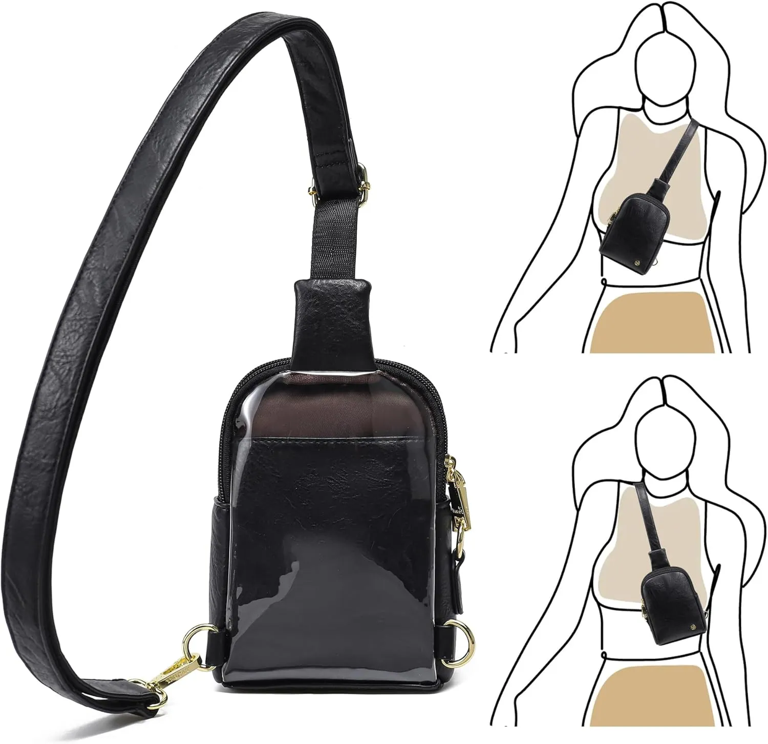 INICAT Sling Bag for Women Touchscreen Small Crossbody Cell Phone Purse Fanny Pack
