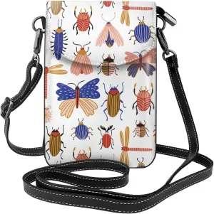 Insect Specimens Small Crossbody Bags for Women Travel Cell Phone Pouch PU Leather Cross Body Bag Adjustable Shoulder Strap Phone Purses Lightweight Wallet Purse with Credit Card Slots