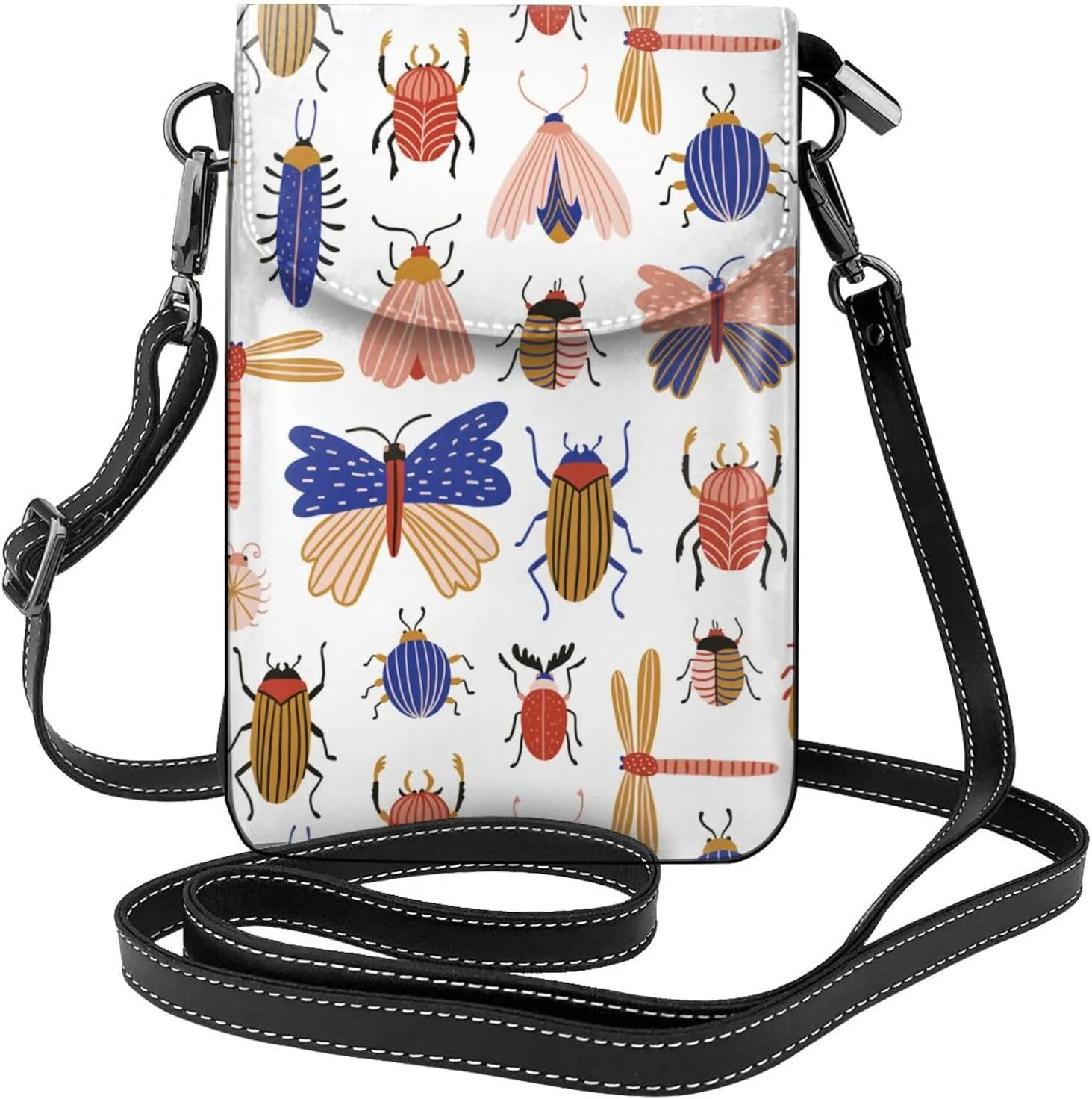 Insect Specimens Small Crossbody Bags for Women Travel Cell Phone Pouch PU Leather Cross Body Bag Adjustable Shoulder Strap Phone Purses Lightweight Wallet Purse with Credit Card Slots