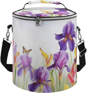 Iris Flower Butterfly Cooler Bag, Insulated Travel Cooler, Food Cooler, Portable, Lightweight, Leak Proof, Foldable, Adjustable Strap