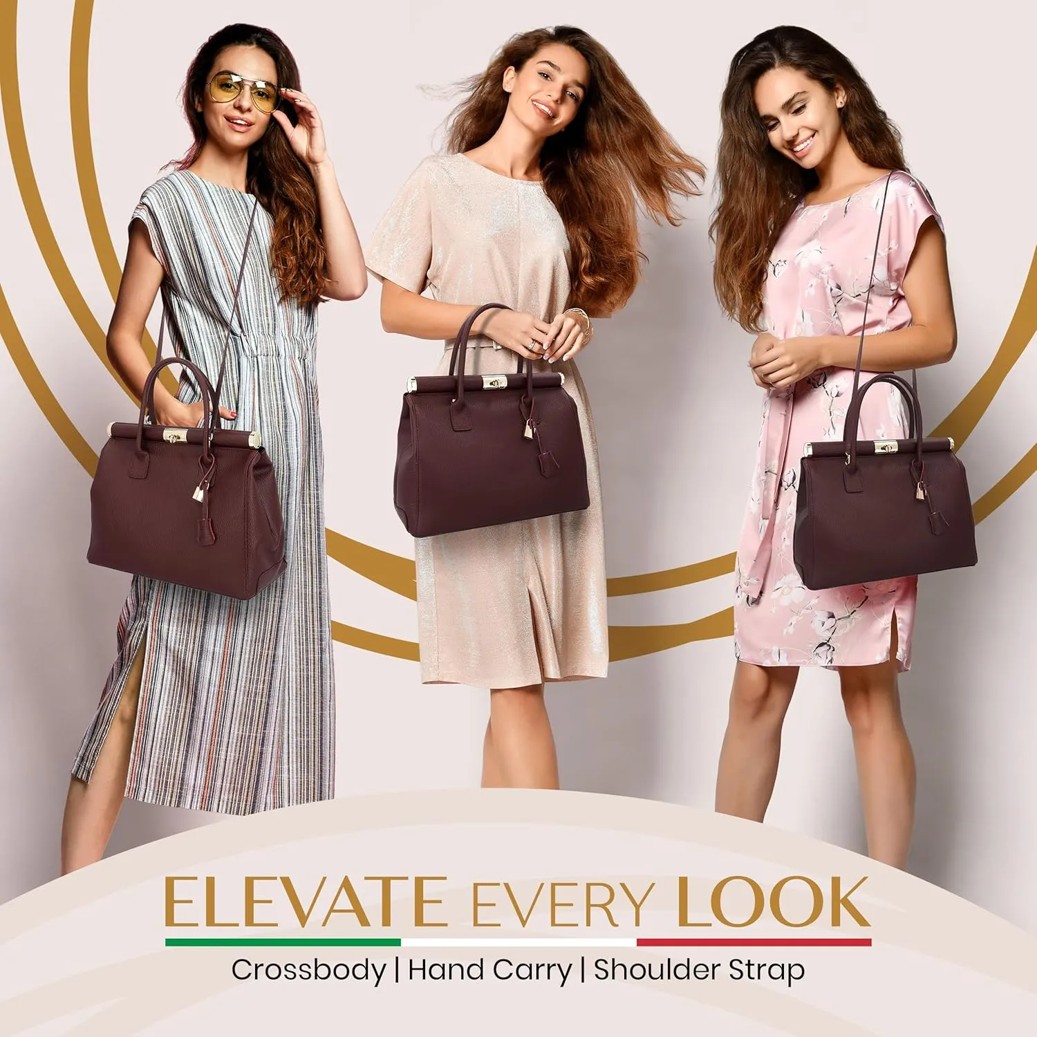 Italian Leather Handbags for Women - Spacious Interior, Durable Hardware, Crossbody Strap, Handmade