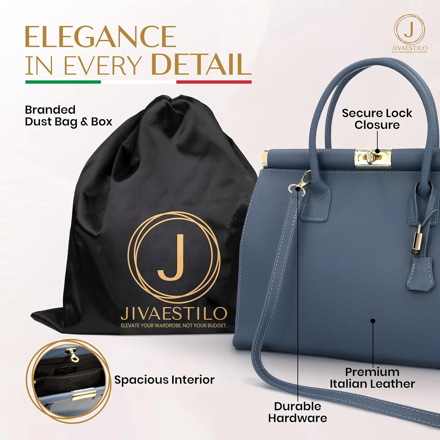 Italian Leather Handbags for Women - Spacious Interior, Durable Hardware, Crossbody Strap, Handmade