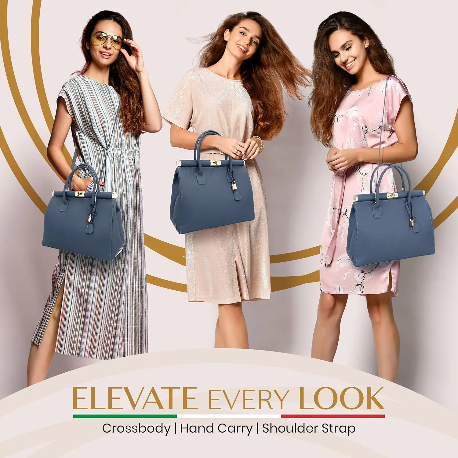 Italian Leather Handbags for Women - Spacious Interior, Durable Hardware, Crossbody Strap, Handmade