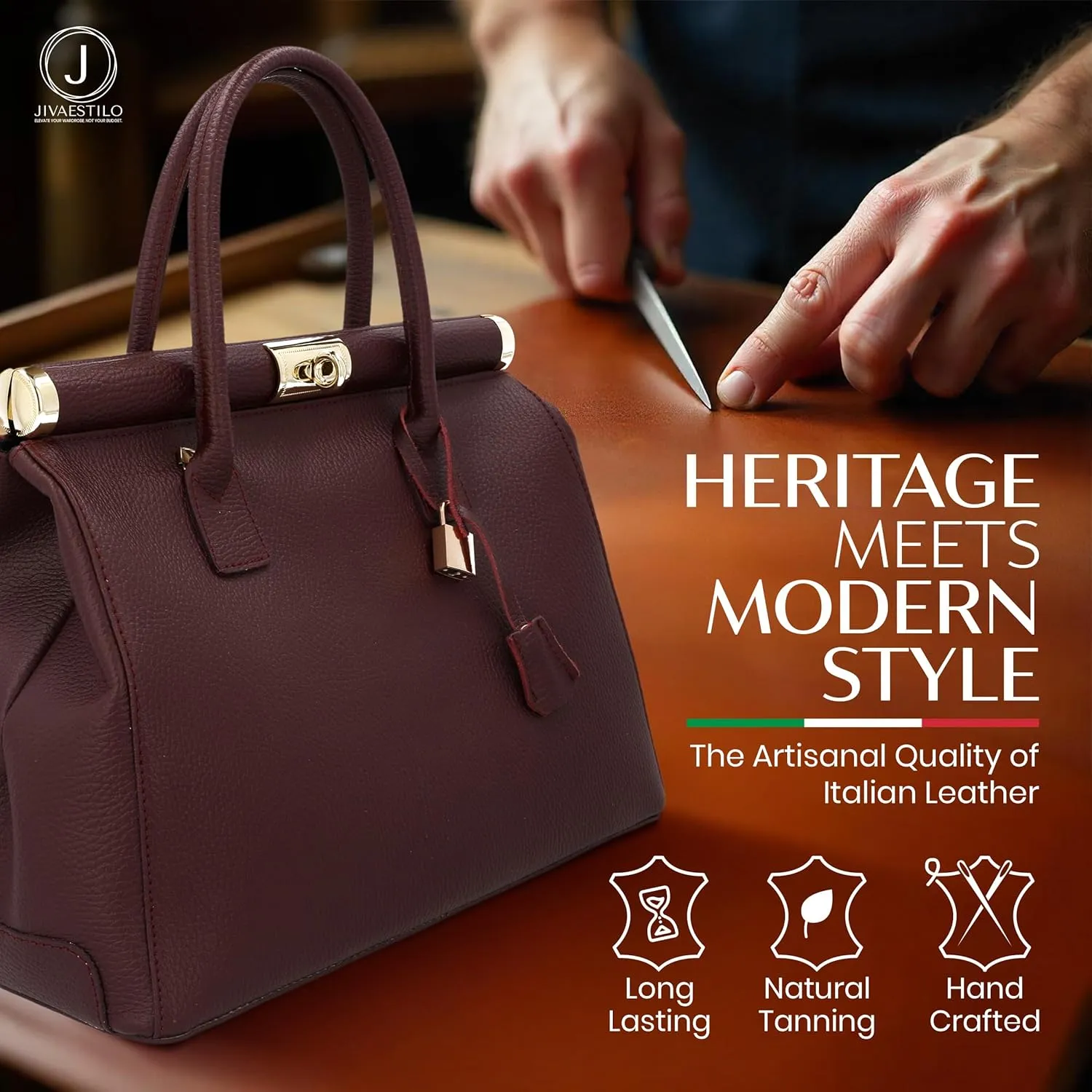 Italian Leather Handbags for Women - Spacious Interior, Durable Hardware, Crossbody Strap, Handmade