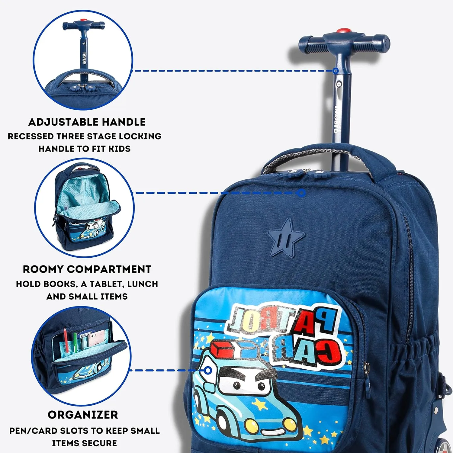 J World New York Kids' Sparkle Rolling Backpack