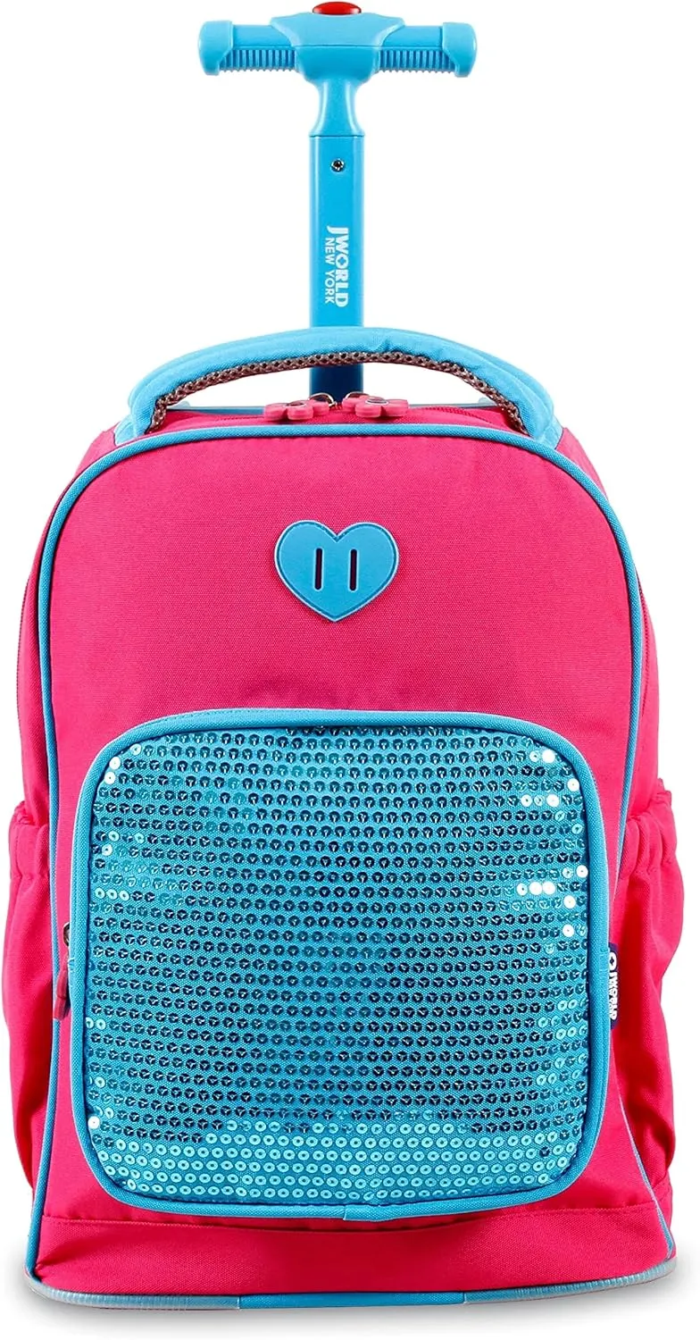 J World New York Kids' Sparkle Rolling Backpack