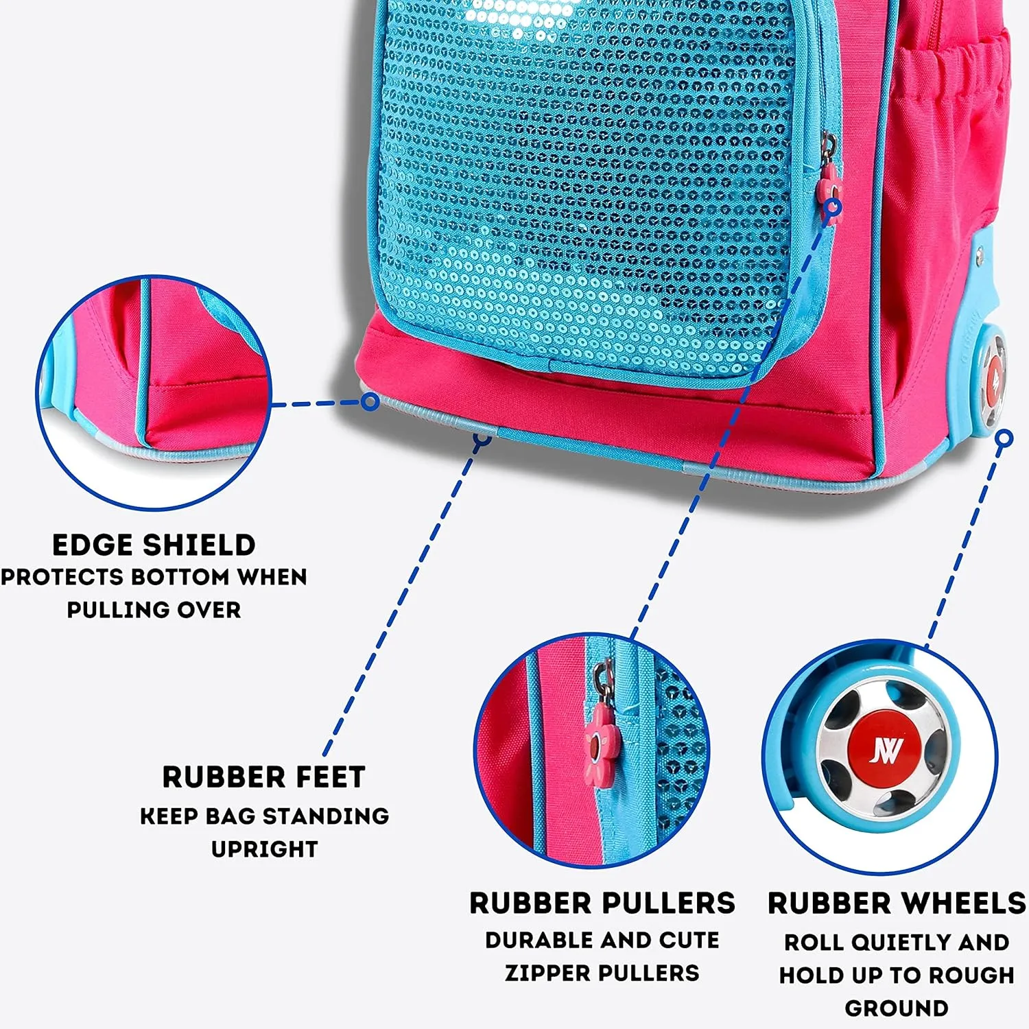 J World New York Kids' Sparkle Rolling Backpack