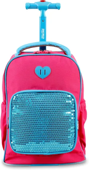J World New York Kids' Sparkle Rolling Backpack