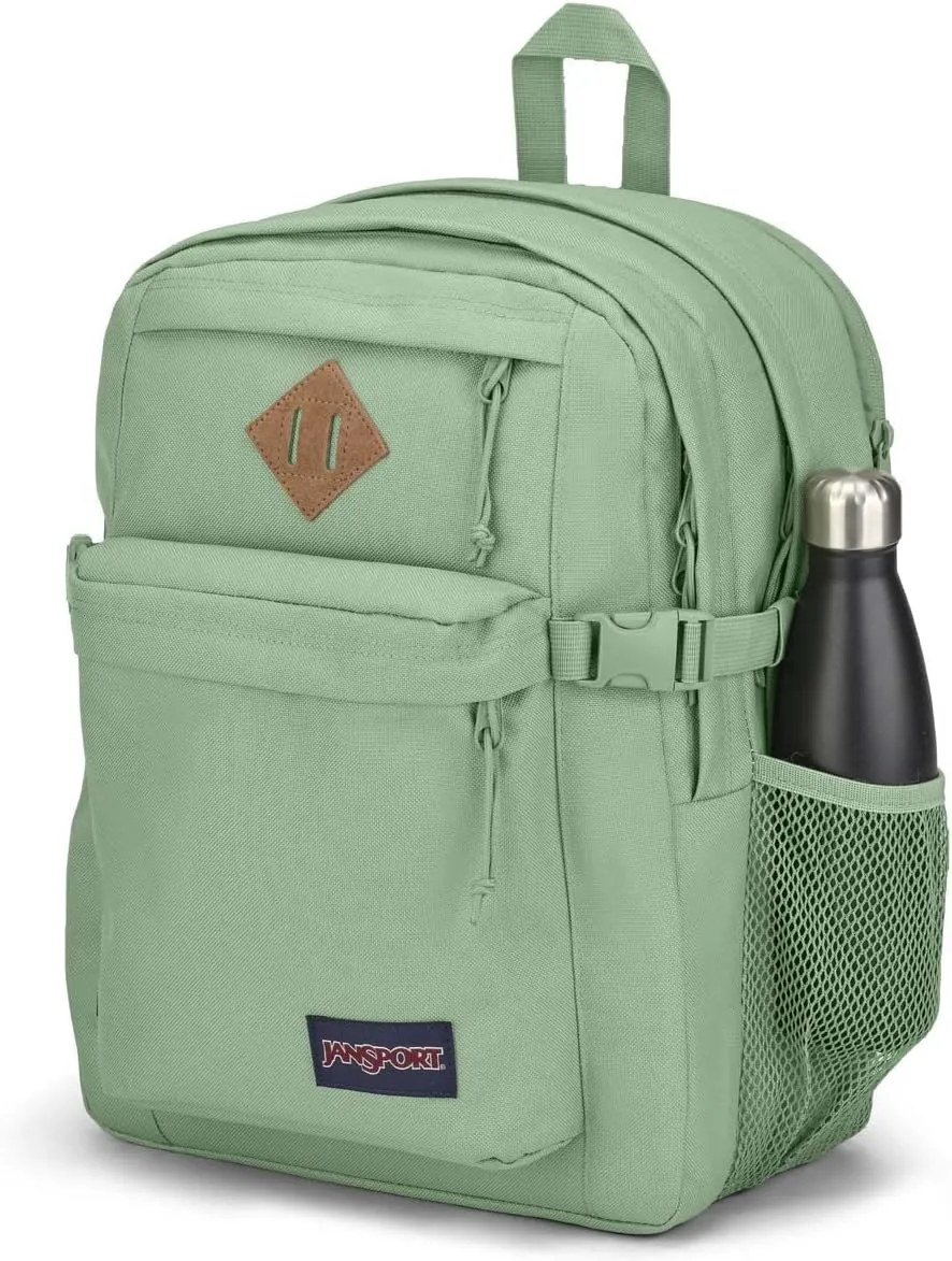 JanSport Main Campus FX Backpack - Travel or Work Bag w 15-Inch Laptop Pack with Leather Trim, Loden Frost