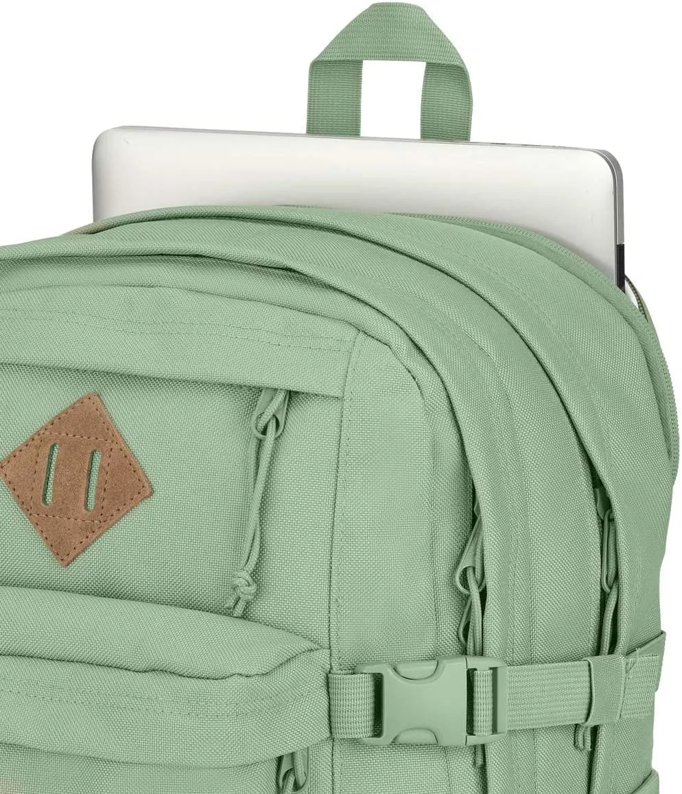JanSport Main Campus FX Backpack - Travel or Work Bag w 15-Inch Laptop Pack with Leather Trim, Loden Frost
