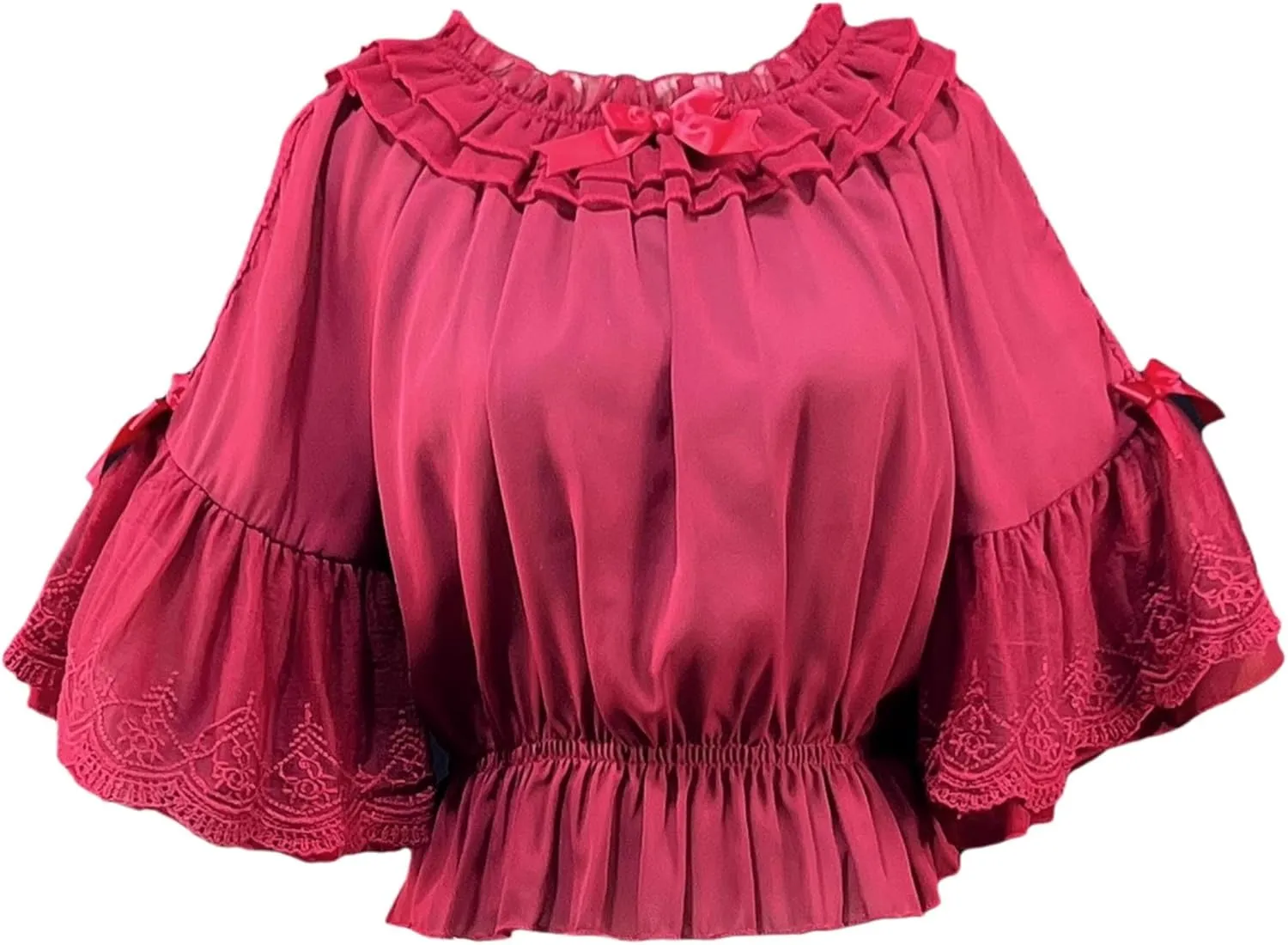 Japanese Kawaii Lolita Chiffon Blouse Women Renaissance Victorian Ruffle Flutter Sleeve Tops Fancy Vintage Shirts