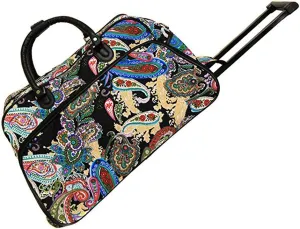 JChronicles 21 inch Carry On/Rolling Duffle Bag (Damask-BK trim) (Paisley-BK Multi)