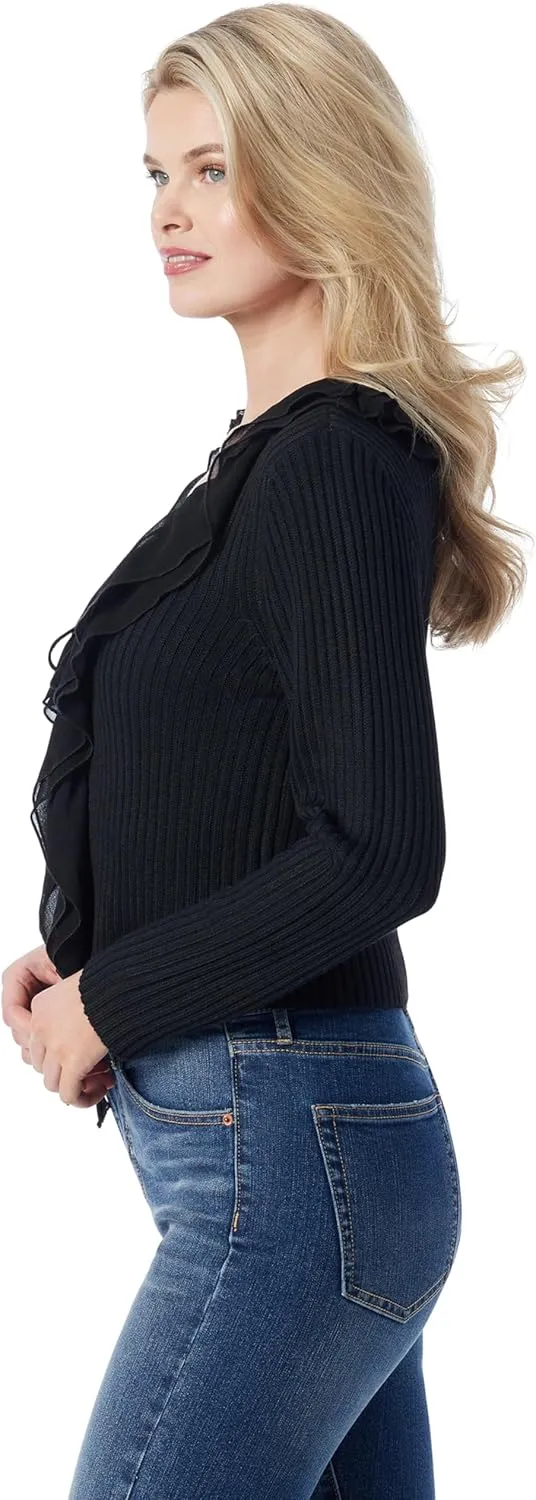Jessica Simpson womens Aurier Ruffle Trim Tie Front Cardigan Standard