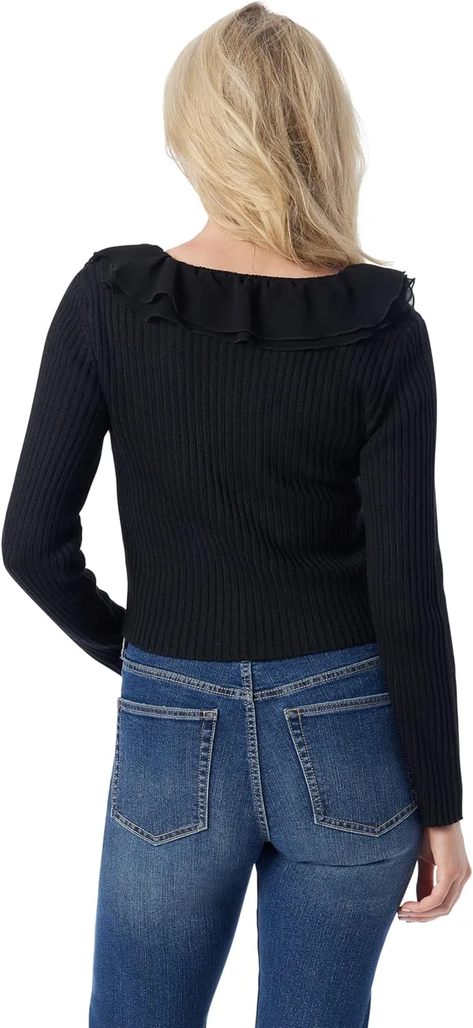 Jessica Simpson womens Aurier Ruffle Trim Tie Front Cardigan Standard