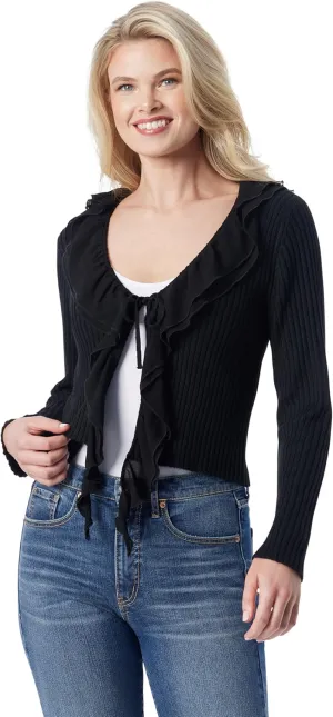 Jessica Simpson womens Aurier Ruffle Trim Tie Front Cardigan Standard