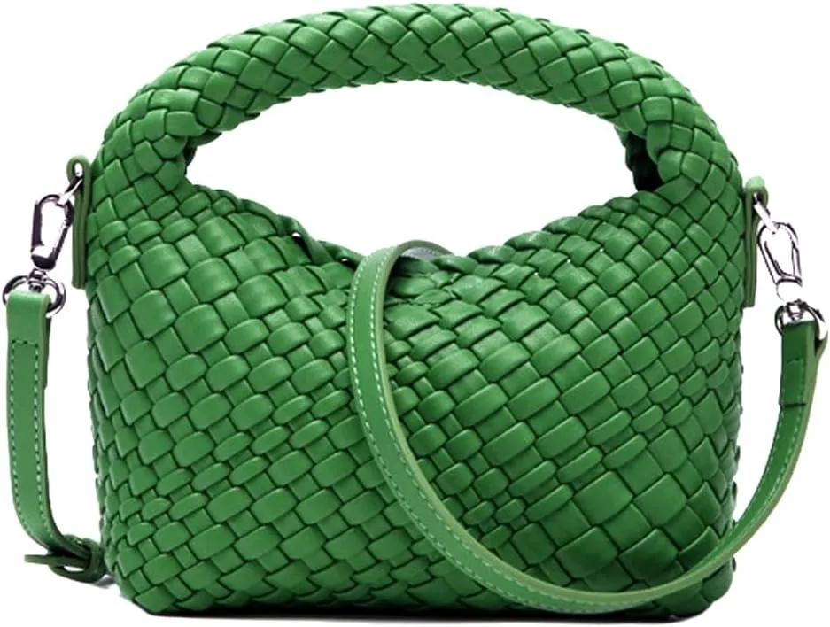 JINMANXUE Small Hand Woven Handbags for Women Shoulder Crossbody Bag Purses Cassual Top Handle Bags Hobo Curved Tote Bag